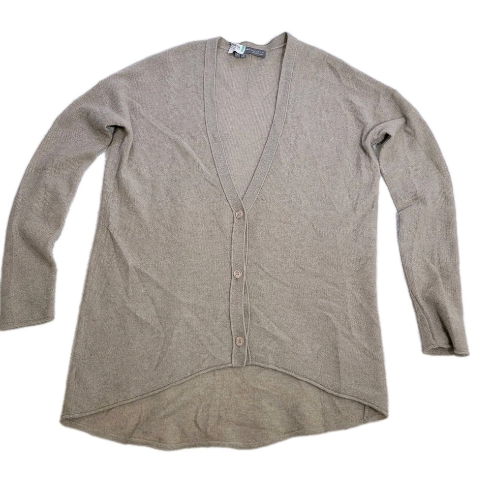 360 Sweater 100% Cashmere Tan Beige Cardigan Minimalist Quiet Luxury Size‎ S